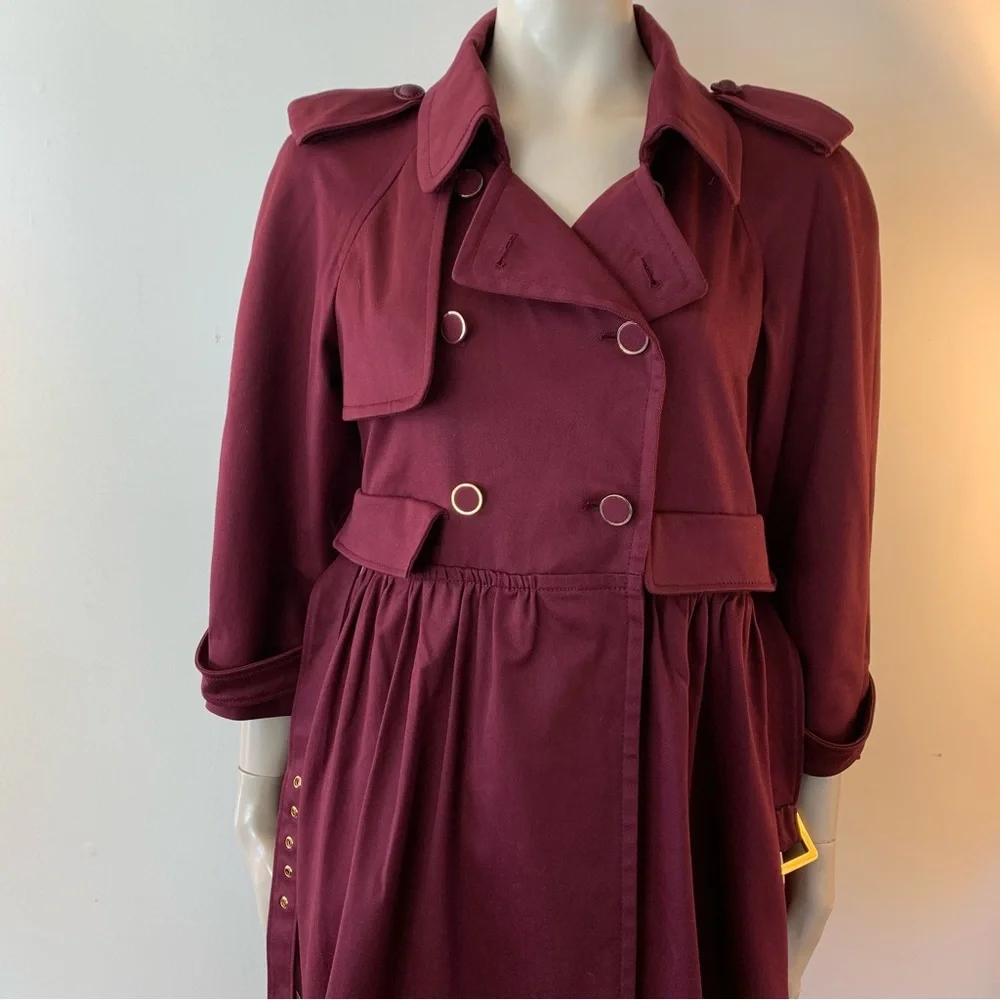 Miu Miu Burgandy Cotton Trench Coat - Picture 6 of 8